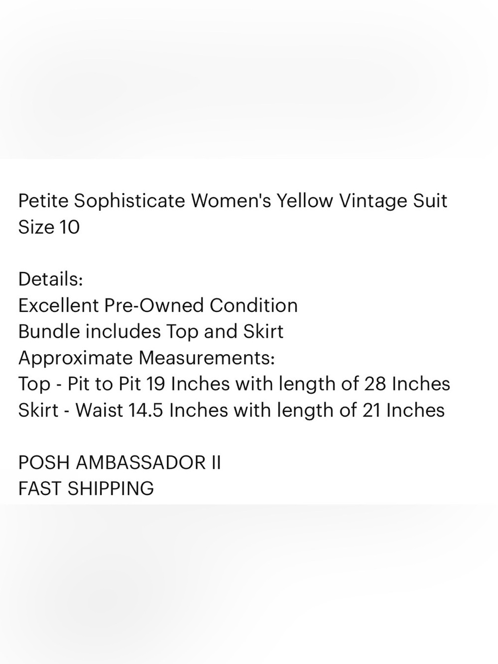 Petite Sophisticate Women's Yellow Vintage Suit Size 10 - Picture 5 of 5